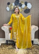 Exclusive White Giold Indian Georget Whith Embrodary Work+Sequince Work - Image 4