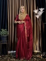 Jimichoo Imported Indian Saree – Elegant Party Wear Collection (Black-Meroon)